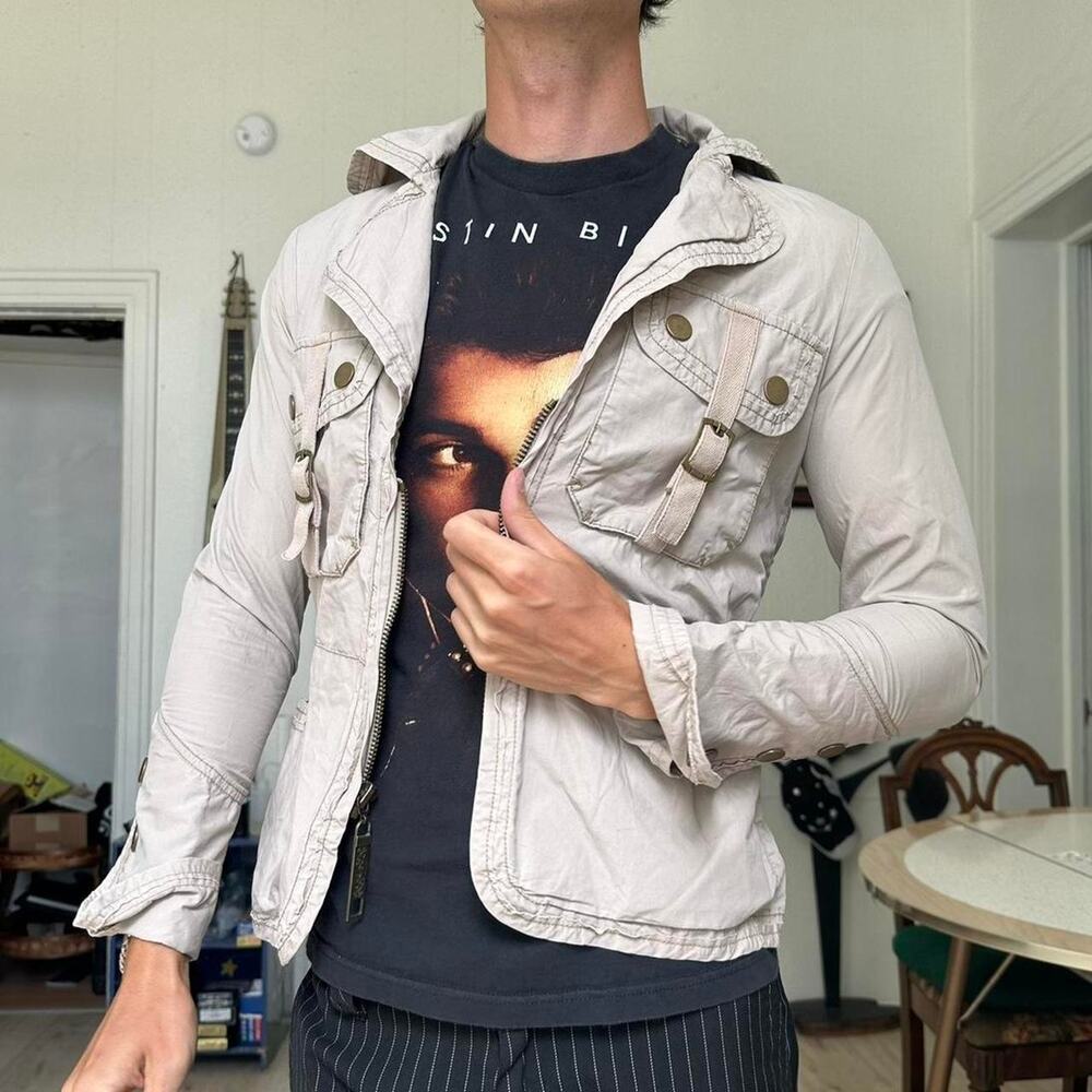 Vintage BKE Tan Utility Y2K Indie Glam Euro Button Jacket